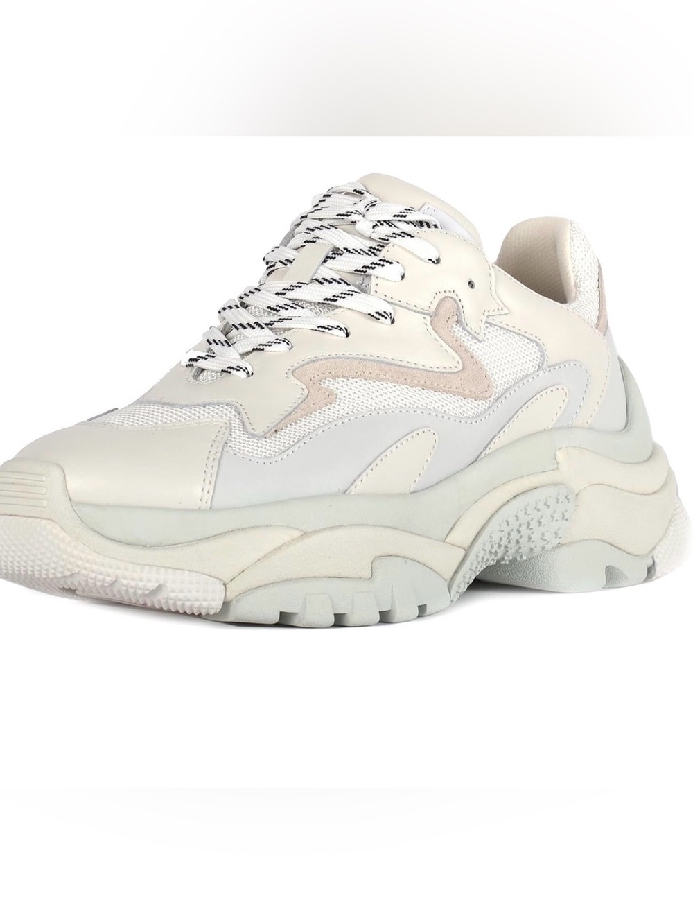 Ash Cream Chunky Sneakers with Black-Trim Laces